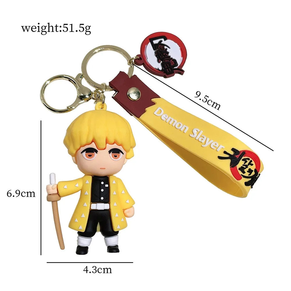 Custom Cartoon 3D PVC Anime Toy Schoolbag Pendant Gifts Ghost Killing Blade Key Ring Cute New Demon Slayer Keychain
