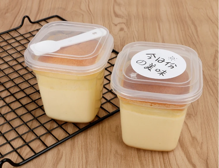 Mini Dessert Cups with Lids and Spoons Square Large Clear Plastic Parfait Appetizer Cup