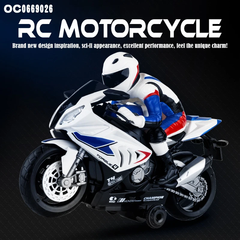 2.4G Rotating racing remote control rc stunt motorcycle kit toy with light sound