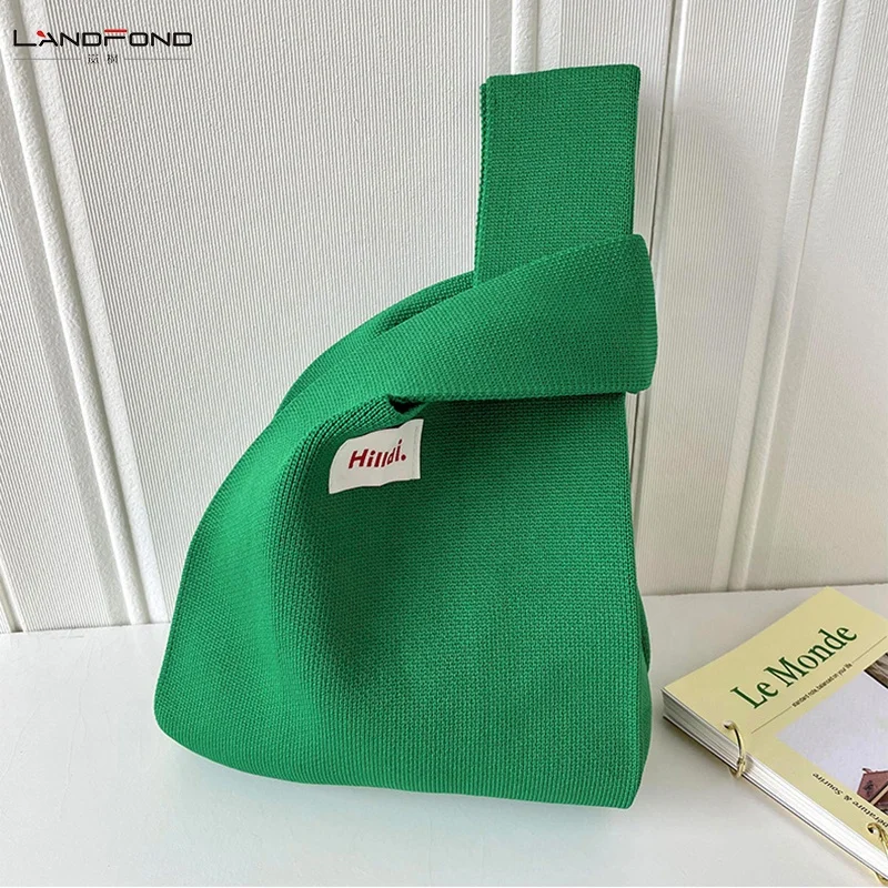 Landfond accessory Women Fashion Shoulder Bag Large Capacity Tote Wool Polyester Woven Crochet Knitted Bag