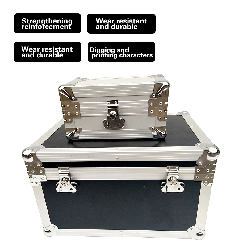 Portable fireproof aluminum flight case with rigid EVA foam insert, suitable for storage  case of tools and hardware accessories