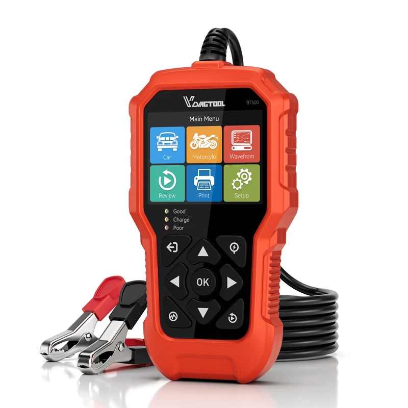 VDIAGTOOL BT500 Car Battery Tester 6V/12V/24V Vehicle Battery Tester Analyzer 5-3000 CCA Automobile Battery Voltage Tester