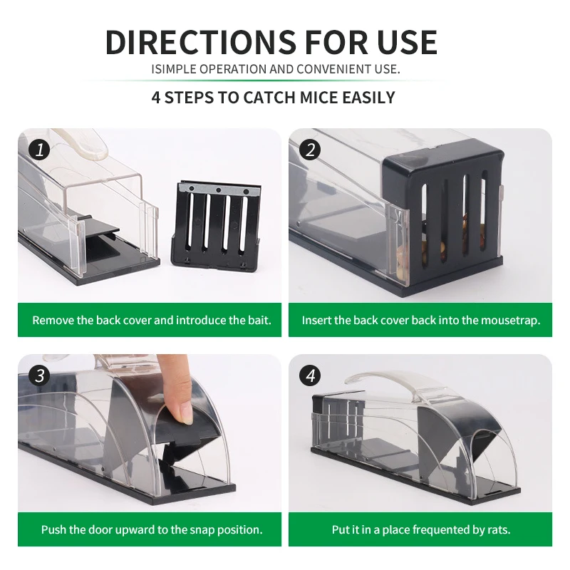 Rat Catcher With Grip Black For Small Mouse Reusable Mouse Killer Box No Attractant Mice Trap