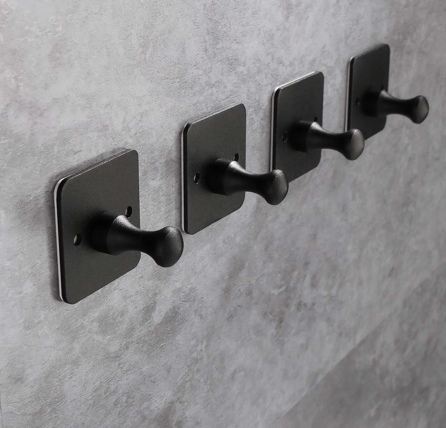 Square Base Self Adhesive or Drilling Screw Robe Hook Heavy Duty Wall Hooks Aluminum Hooks Waterproof for Hanging Coat Hat Door