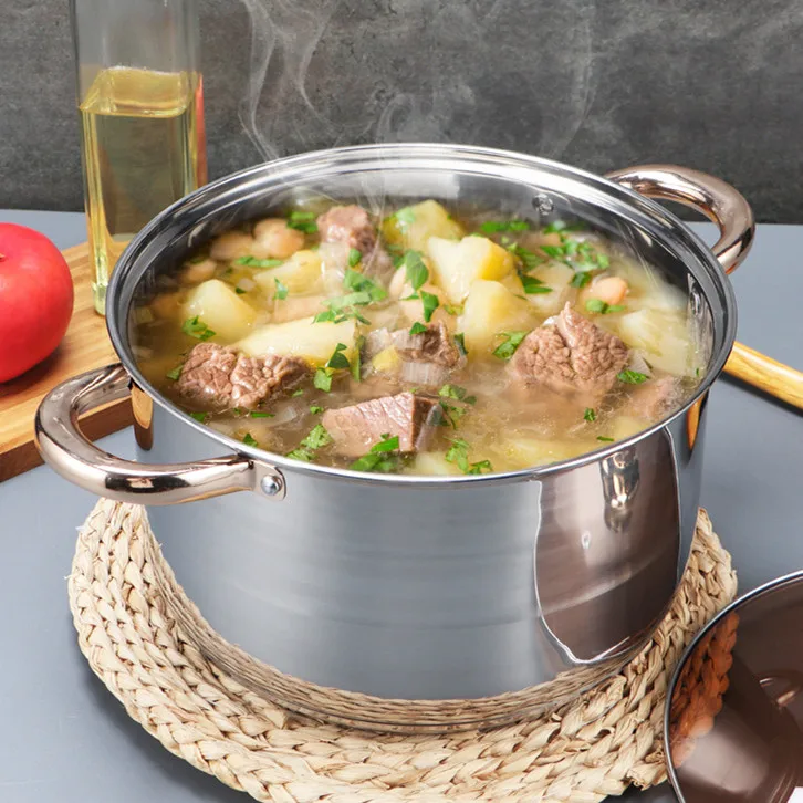 Good quality stainless steel pans and pots luxury cookware set soup pot and steel pot premium cookware set