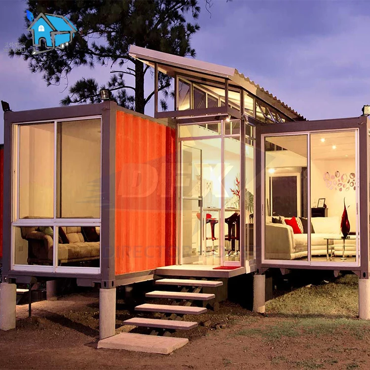 Shipping container house with garage 2 bedroom 40ft modular prefab garden building coffee shop bar tiny home