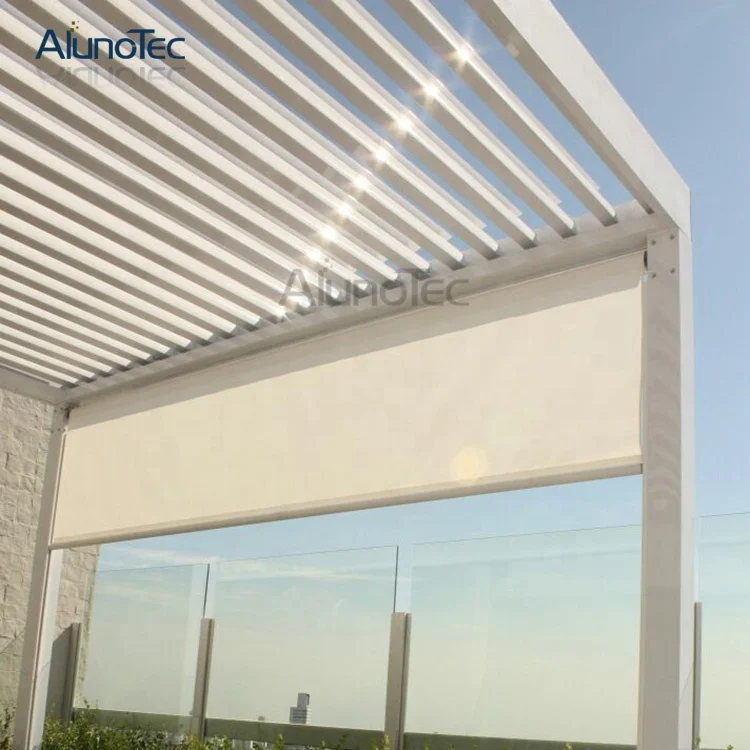 Motorized Louvers Patio Building Shading System Aluminium Pergola