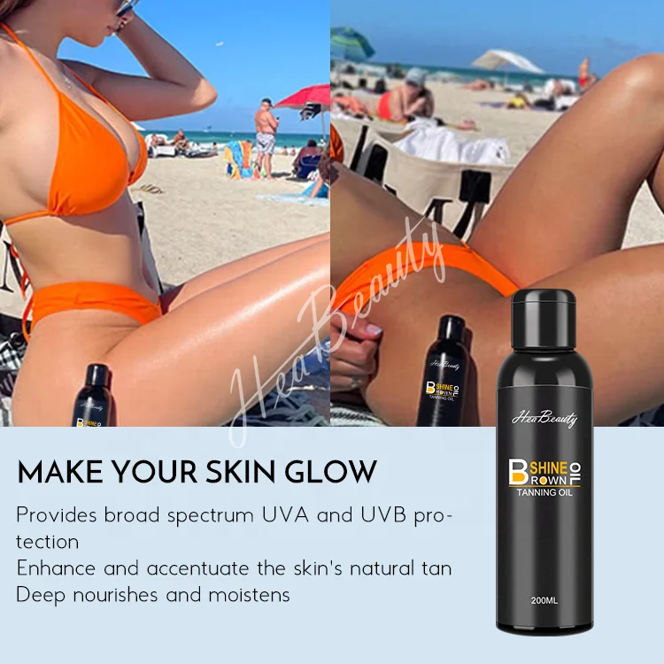 HEABEAUTY Premium Tinted Organic Sun Tanning Face Oil Tan Customize Sunless Tan Oil