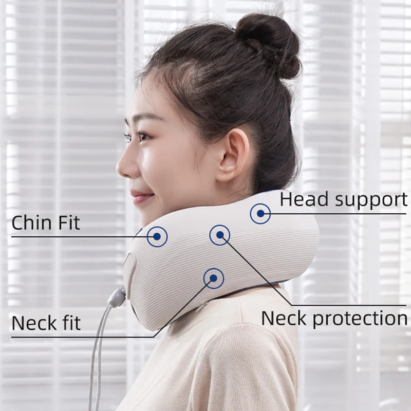 Cervical Neck Massager Pillow Portable Heated Massager Cushion with 4 Acupoints Vibrating Massage Idea for Travel Relaxation