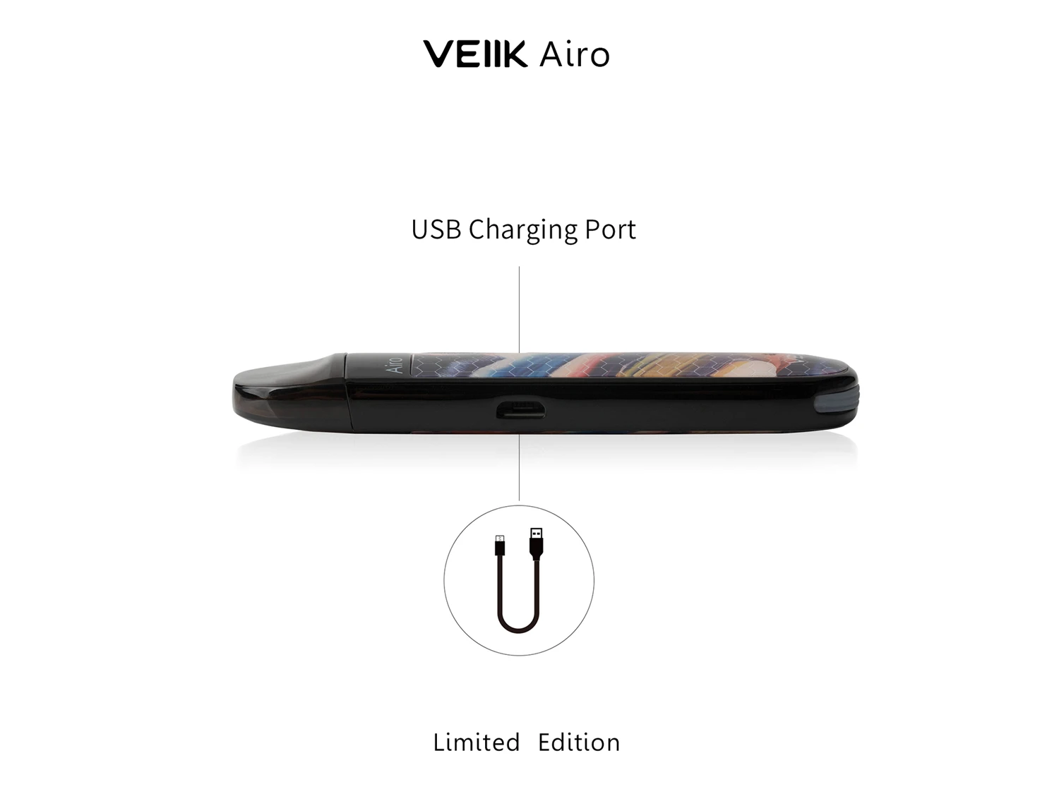 
VEIIK Airo refillable vape cartridge pod vape with 3D tempered glass sticker panels 