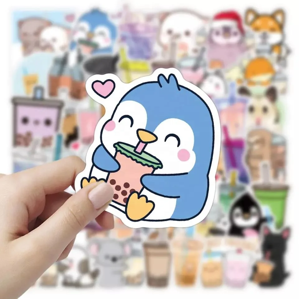 50 шт. в стиле «Bubble Tea милые Боба «граффити» из водонепроницаемого материала ПВХ случайных стикеров для девочек Дети тетрадь телефон камера ноутбука