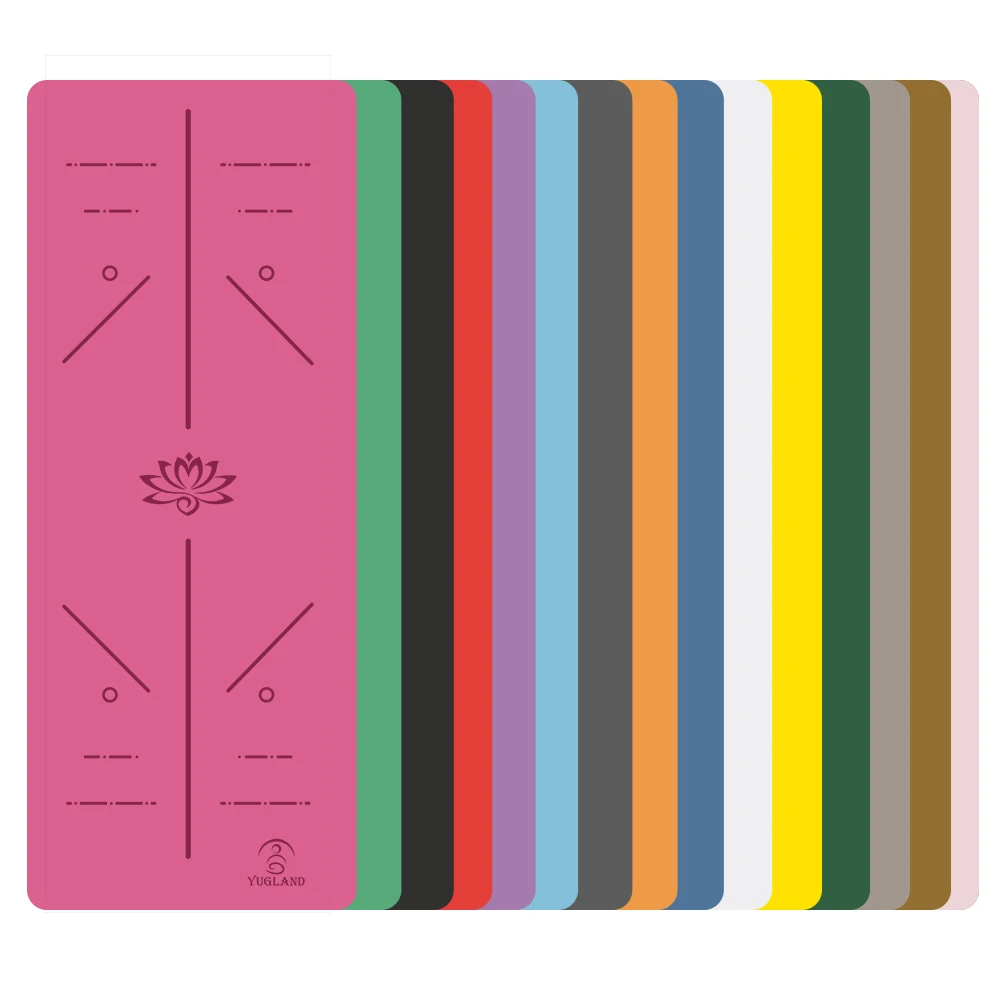 Yugland Custom Fitness Eco-friendly Position Line 4mm Rubber PU Yoga Mat