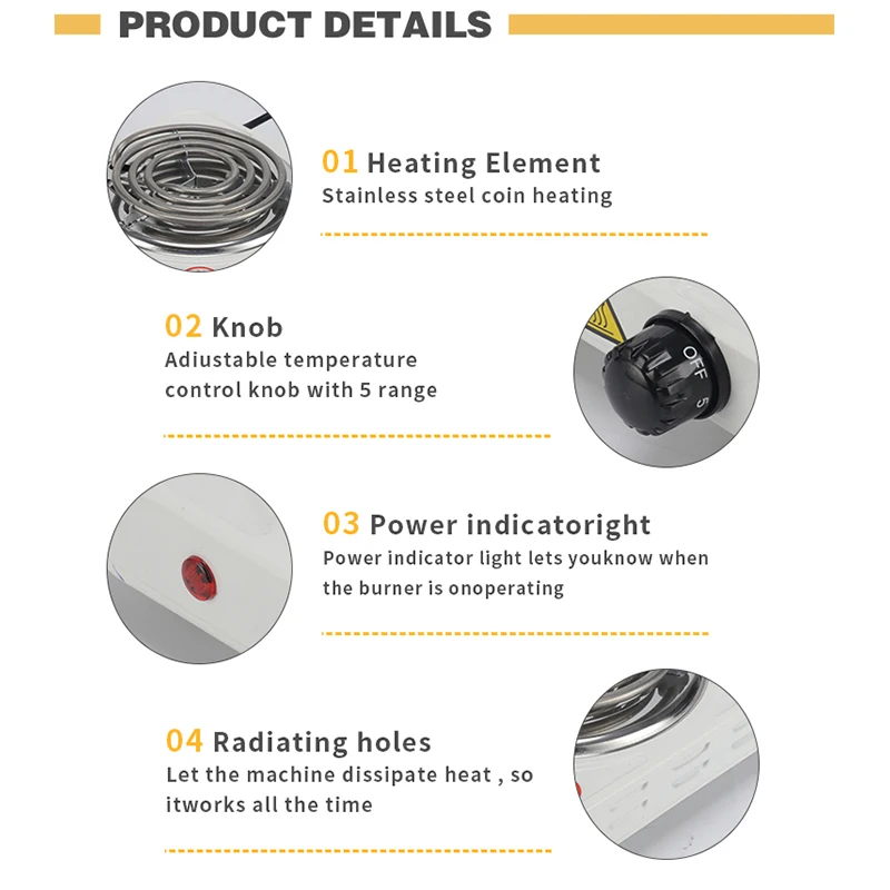 Hot Selling Metal Housing Safety 1500W Single Coil Electric Stove Without Gas