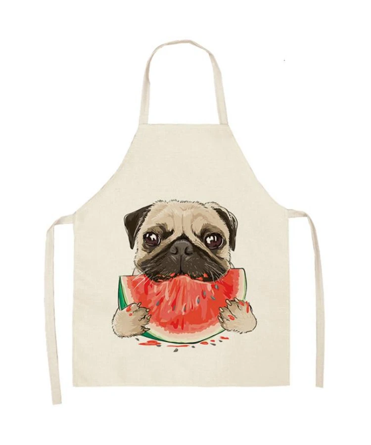 Cute pug pattern linen apron