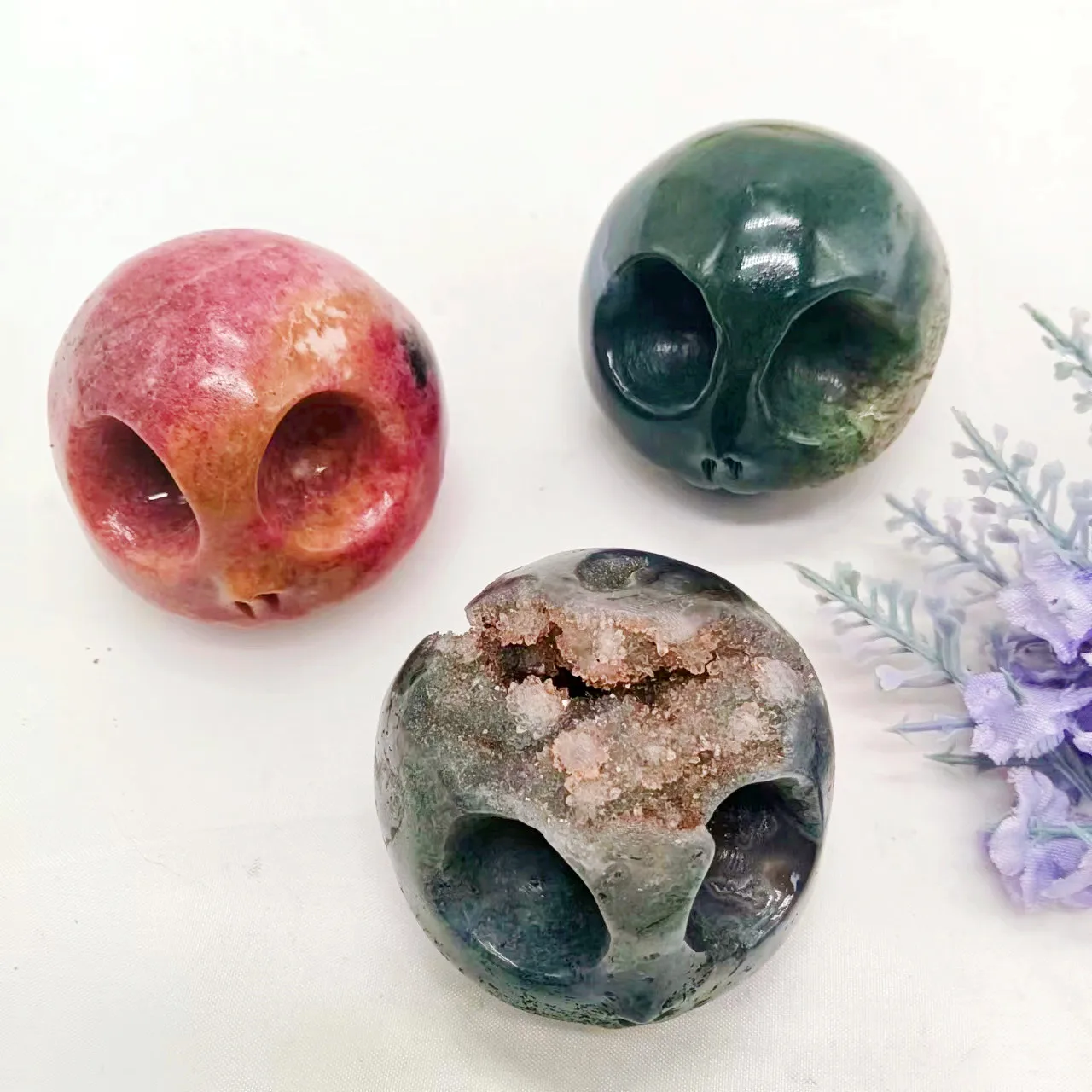 High Quality Natural Crystal Carving Czech Skulls Crystals Healing Craft Jack Skulls For Halloween Decoration