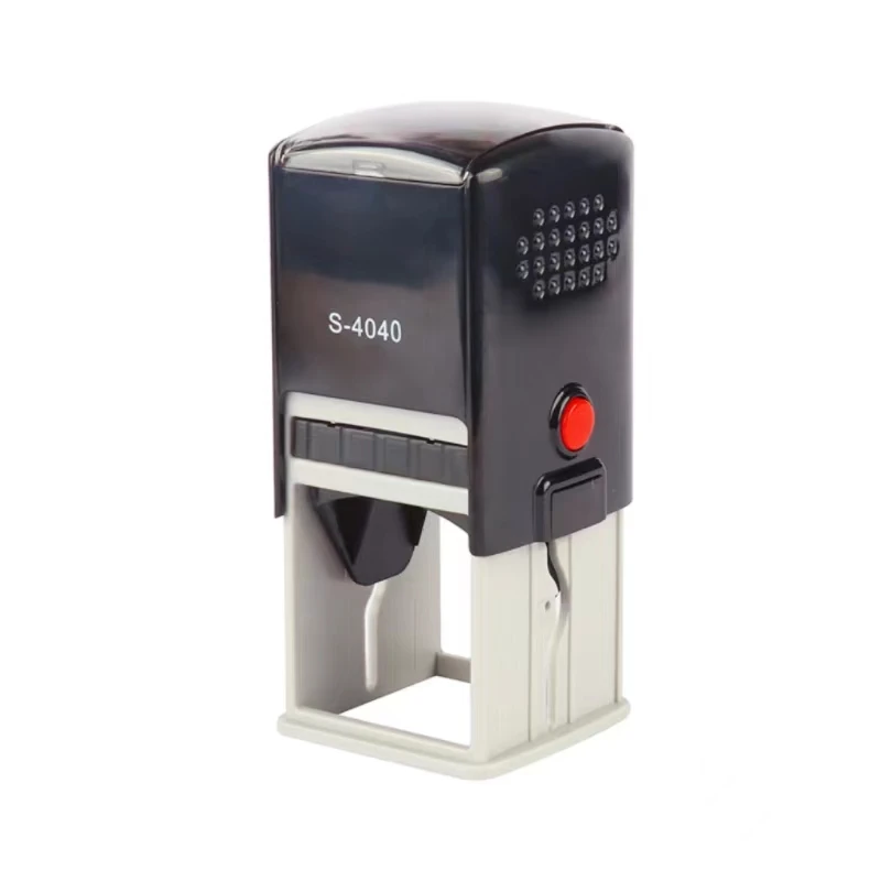 Square 40*40mm size office use laser text pre inked self inking rubber stamp.