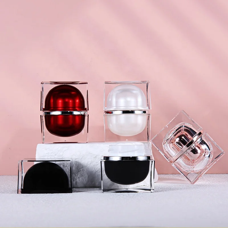 15g crystal double square plastic cream jar acrylic cosmetic packaging custom