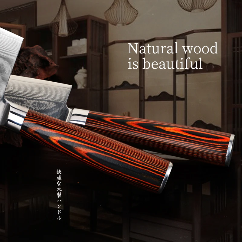 67 Layers Damascus Steel Cleaver Knife Japan style Kitchen Knife Design 7 Inch Pakka Wood Handle With Good Thickness