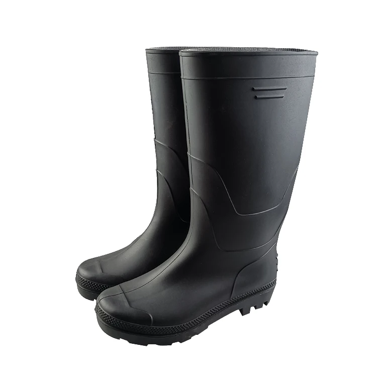 safety pvc  black gumboots without steel toe with steel midsole