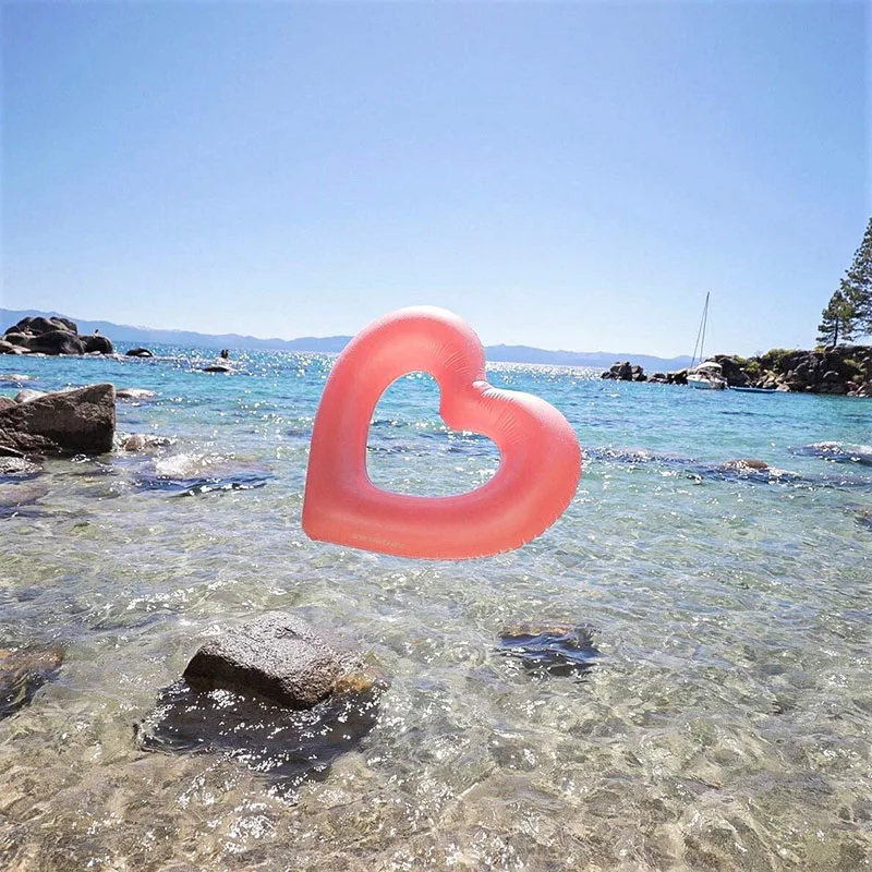 Sweet Love Swim Rings Float Loungers Tube for Summer Water Fun Beach Party Toys for Kids, Adults Inflatable Heart Pool Float