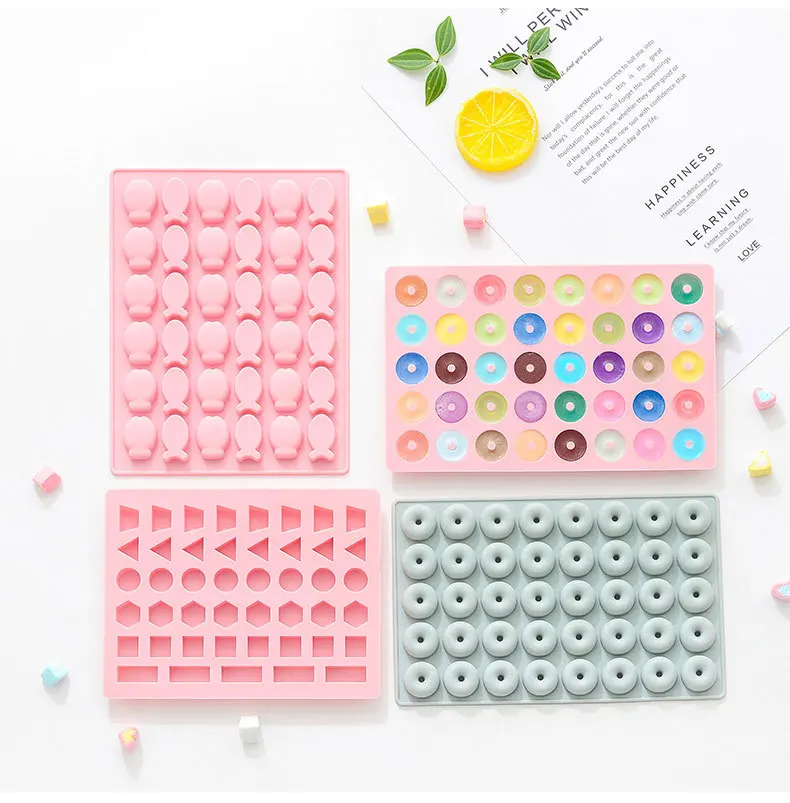 Cute 3D Silicone Geometry Dinosaur Donut Fish Gummy Candy Mold For Chocolate Gumdrop Jelly Ice Cube