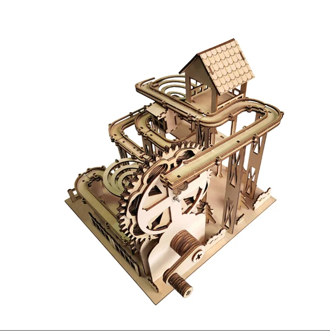 custom Kid Gifts Diy Kit Gear Drive Jungle Mechanical Orbital Ball  Laser Cut 3d Wooden Puzzle Toy
