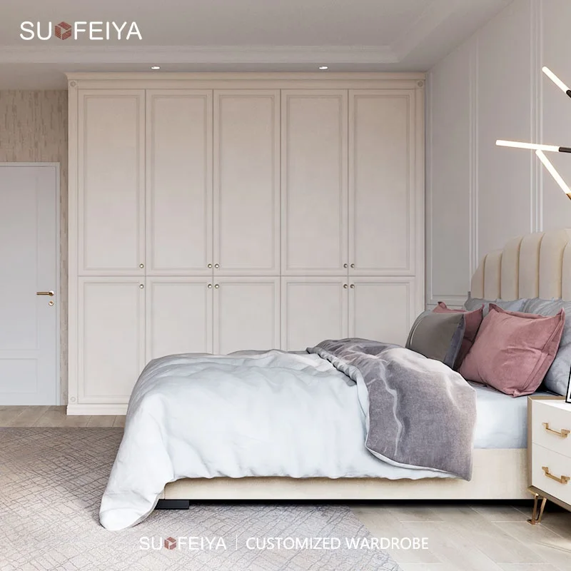 SUOFEIYA French Wardrobes Furniture High Gloss Laminate Bedroom Wardrobe Cupboard Storage Clothes Walk in Closet