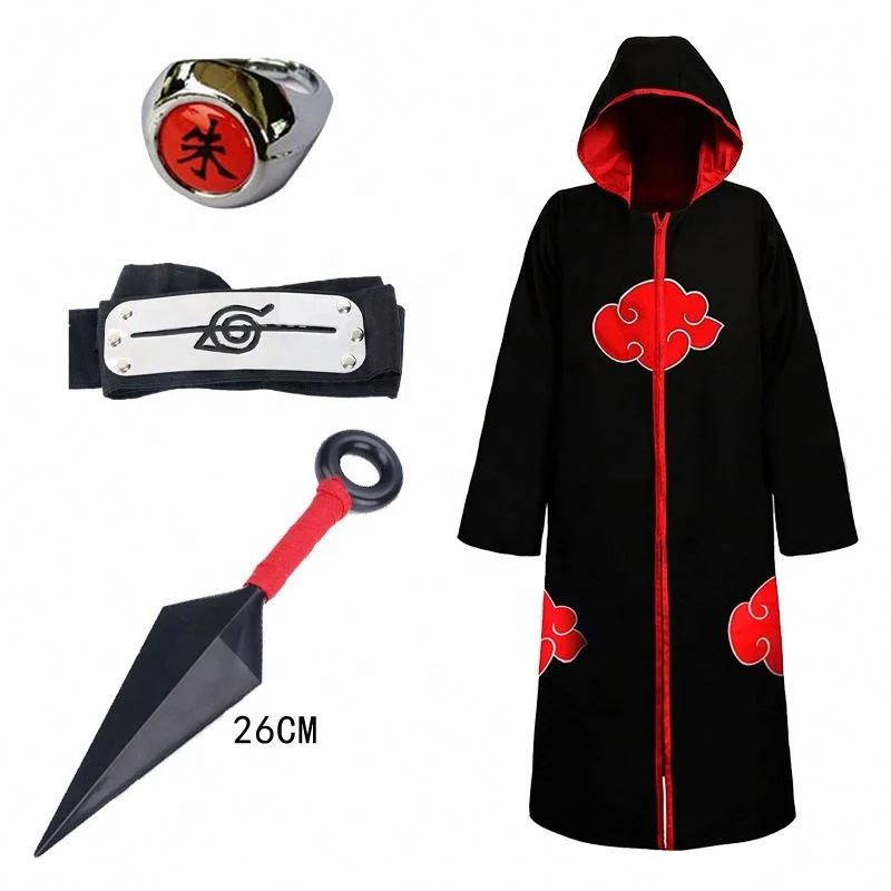 Japan anime cosplay jacket uchiha trench comics akatsuki ninj akatsuki costume windbreaker cape narut0 cloak for adults kids