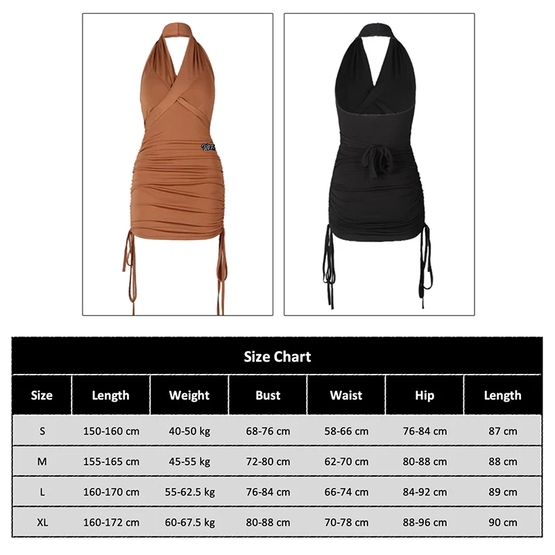 TONGYANG Halter Neck Latin Dance Dress Adult Latin Dance Wear Summer Black Brown Practice Dress Rumba Samba Salsa Dance Clothes