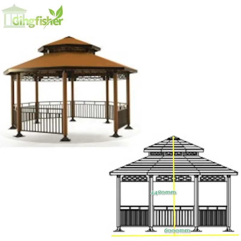 Luxury Garden Double Roof Gazebo Eight-Corner Pavilion Design 6X6m