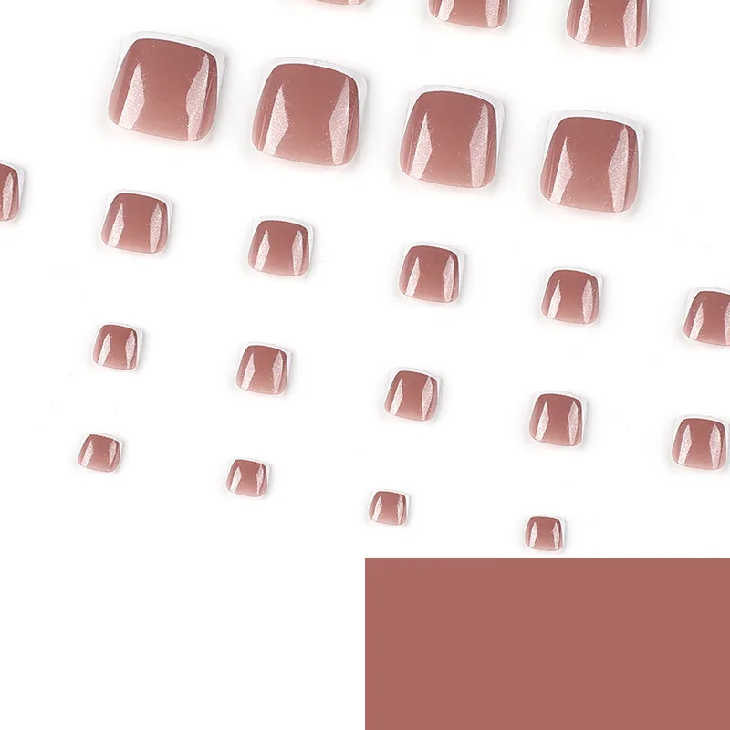 Fashion Design Shinny Full Cover Short False Toe Nail Supplies Full Cover Artificial French Acrylic False Press On Toe Nails