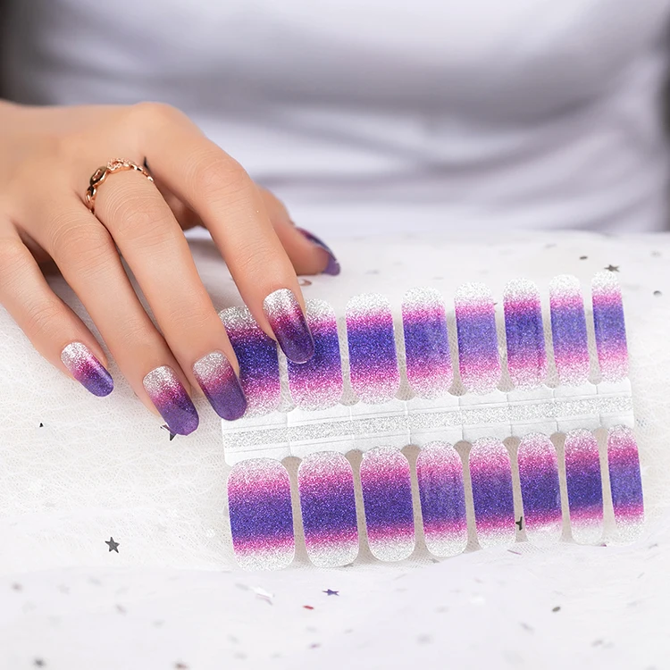 Full Glitter Ombre Christmas Green Color 16strips 100% Nail Polish Art Stickers