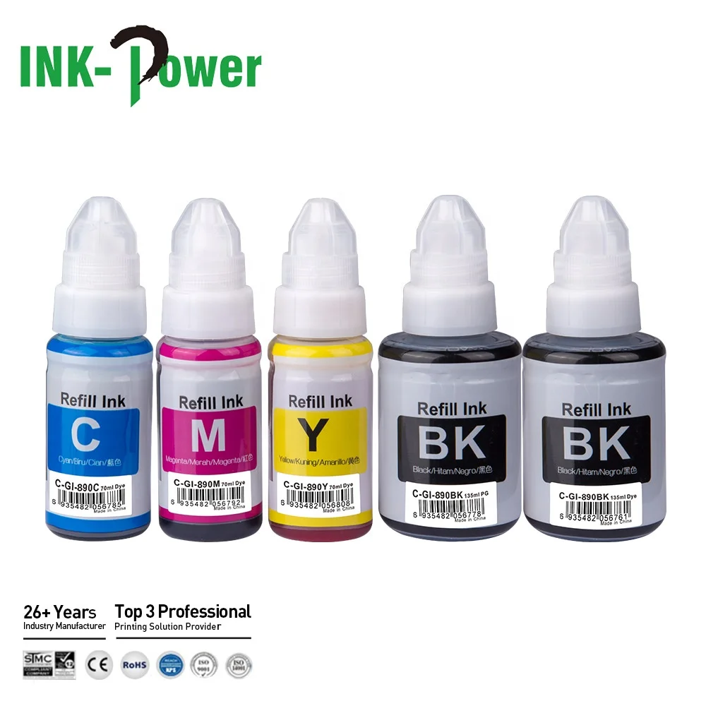INK-мощность GI890 GI 890 GI-890 Премиум Универсальный цветный Совместимость объем бутылки на водной основе пополнения чернил для Canon