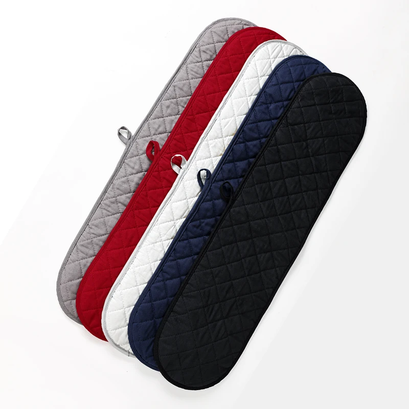 Wholesale Customized Cotton Silicone Long Double Oven Mitt Glove Two Hands Hold Oven Gloves Heat Resistance