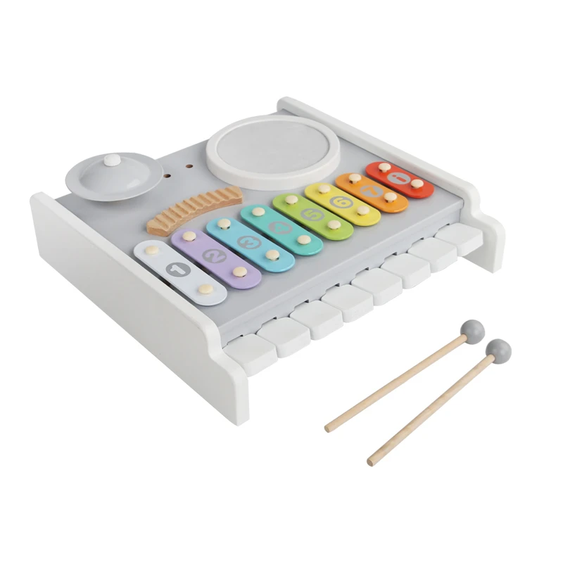 Table Music Toys - Multi-function Kids Drum Set With Play Piano Keyboard Xylophone Electronic Learning wooden Toy
