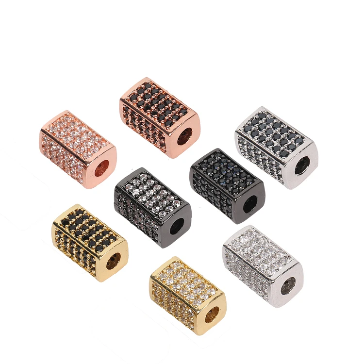 Cubic Zirconia Tube Bead Bracelet Pendant Bead Pave Spacers Accessories Jewelry Findings  Materials Diy Jewelry Accessories