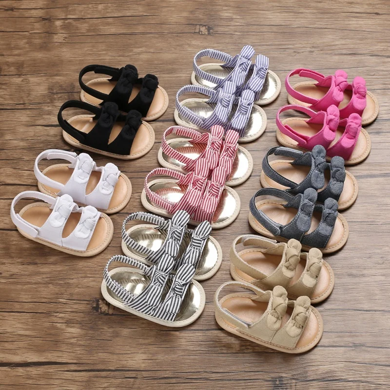 EVERTOP new pretty design beautiful cotton bow upper soft baby girl summer sandals shoes