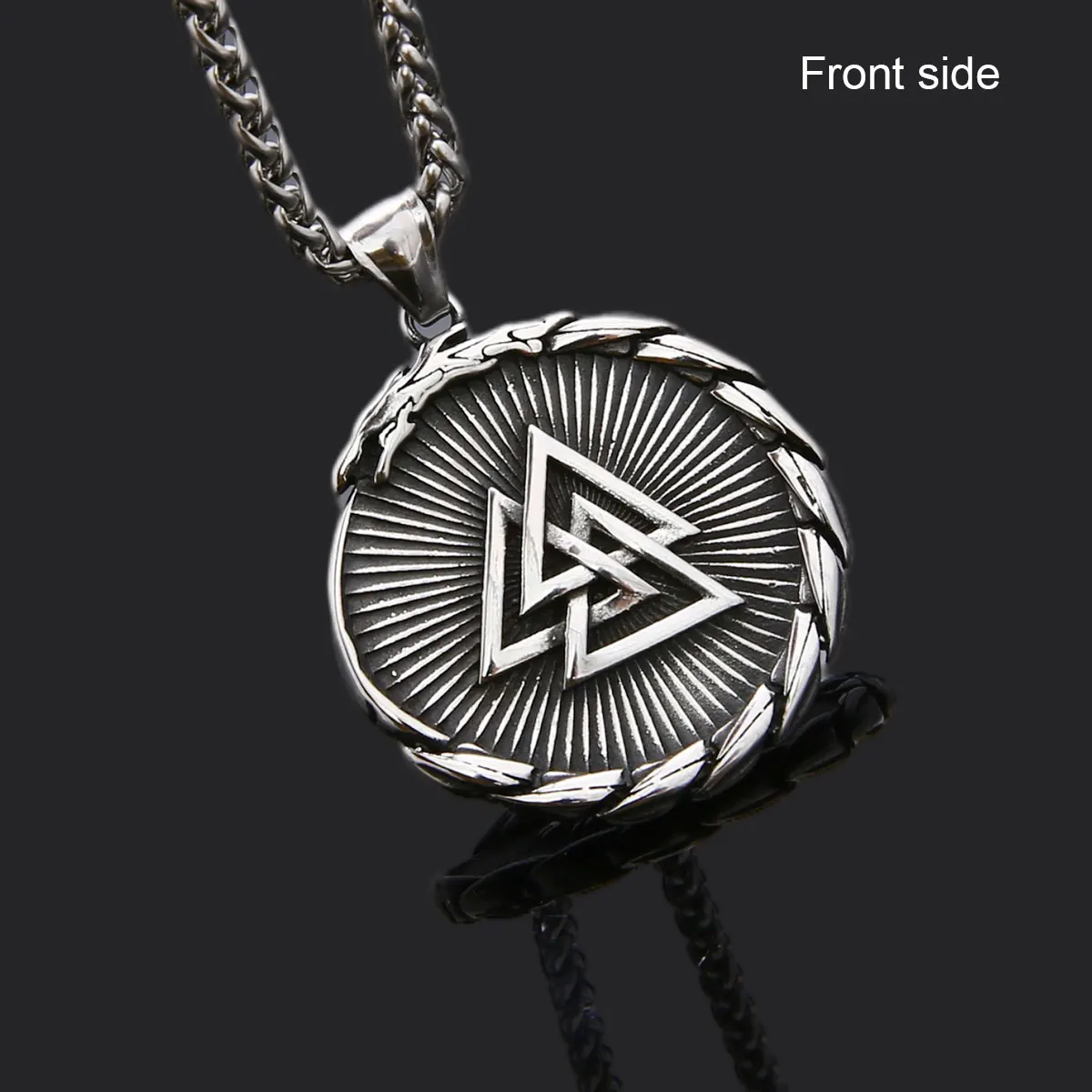 trade assurance viking vintage thor hammer necklace stainless steel nordic wolf head pendent religious men accessories