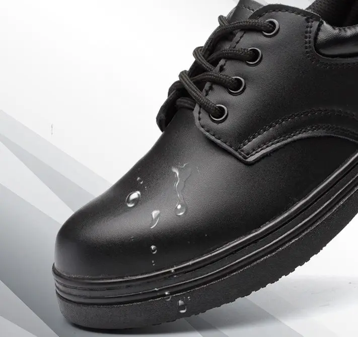 2022 High Quality Wholesale Waterproof Non-slip Work Oil Resistance Kitchen Chef Shoe Steel head Men leather Chef safety shoes