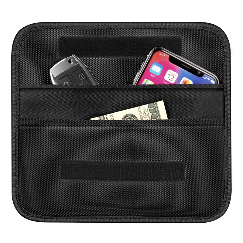 
Black Carbon Fabric Cell Phone Privacy Protection Signal Shielding Bag 