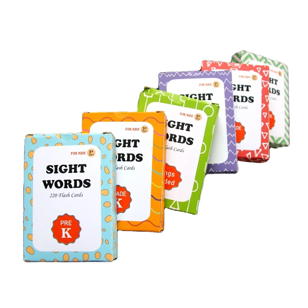 Wholesale hot selling learning English 220 sight words flash cards in children education