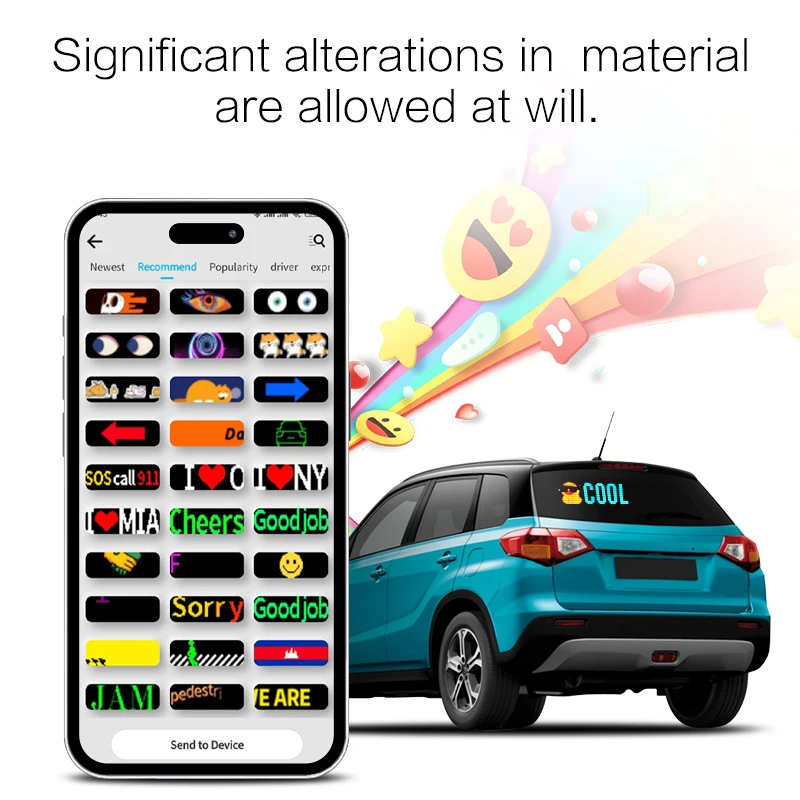 Flexible LED screen for car, LOY APP control led car sign car led display mobile control free DIY