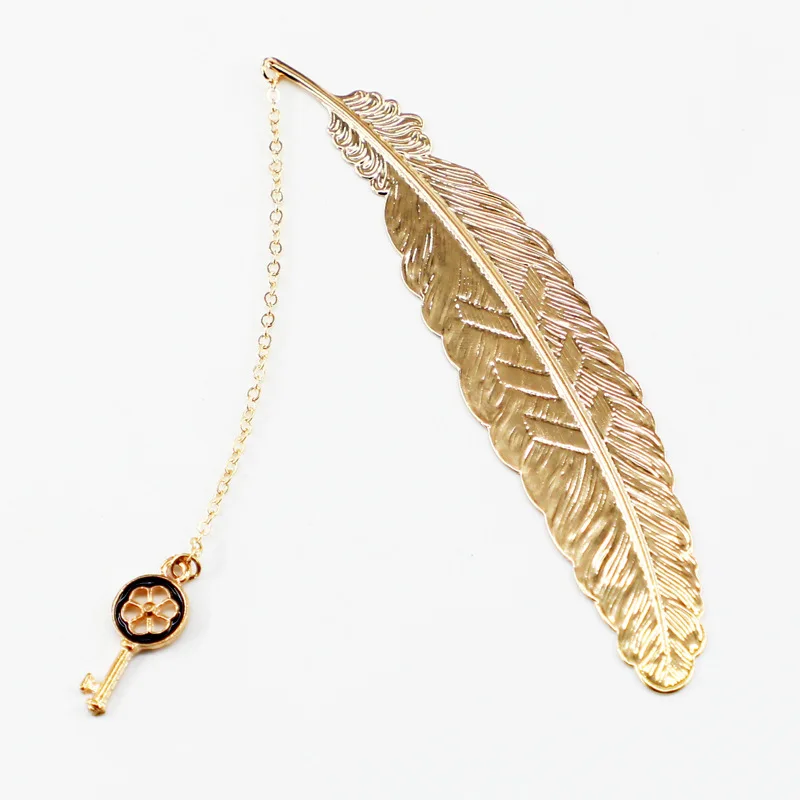 Creative Gift Retro Style Butterfly Colorful Beads Bookmark Gift Metal Feather Bookmark