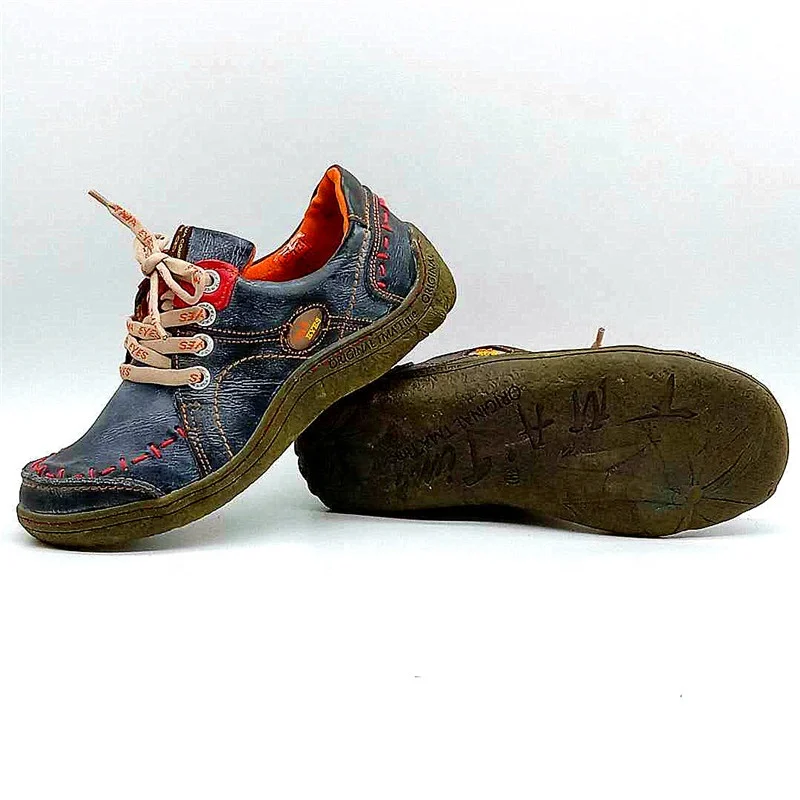 Туфли на плоской подошве, нескользящая подошва из термопластичной резины, без шнуровки, со шнуровкой; Женская обувь на шнуровке; Модная повседневная обувь из коровьей кожи; Женские камуфляжного цвета, натуральная кожа, низкий (1 см-3 см)