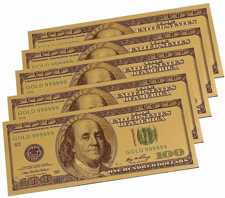 Premium Replica 1 Dollar Metal Money Bill 24k Gold Plated False Currency Banknote Art Commemorative Collectible Holiday Decor