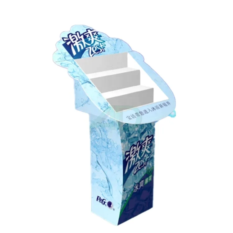 Custom POP beverage cardboard floor display stand beer shelf  Drinks stepped display rack gift display for store supermarket
