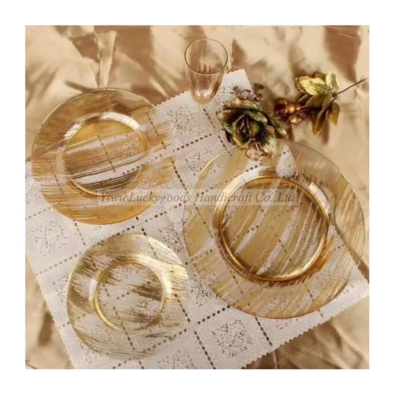 LCK172 Factory price banquet gold Wedding plate bulk wedding dinner plate
