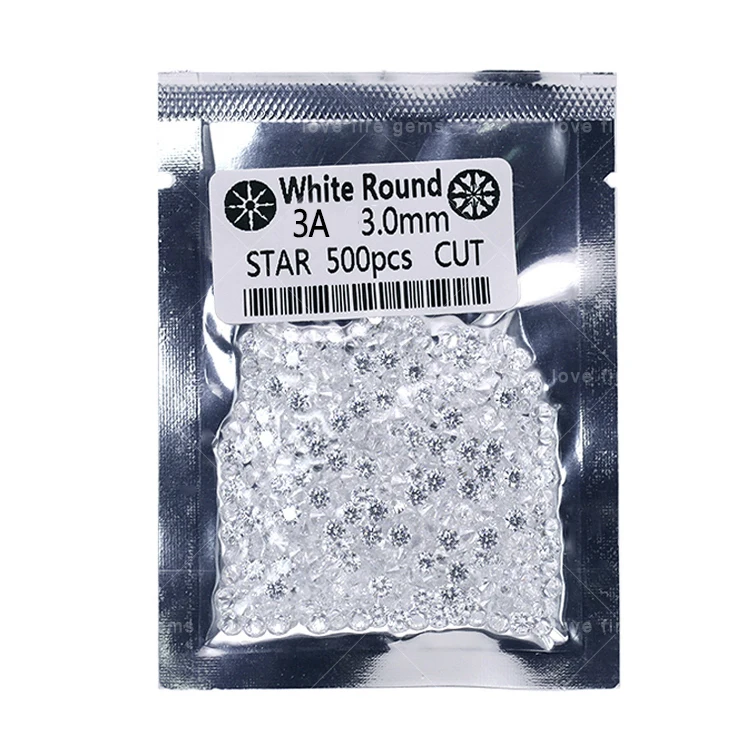 all size China wholesale 3A grade 1000pcs/pack 0.8mm-3.0mm cz stones loose cz round star cut white color cubic zirconia