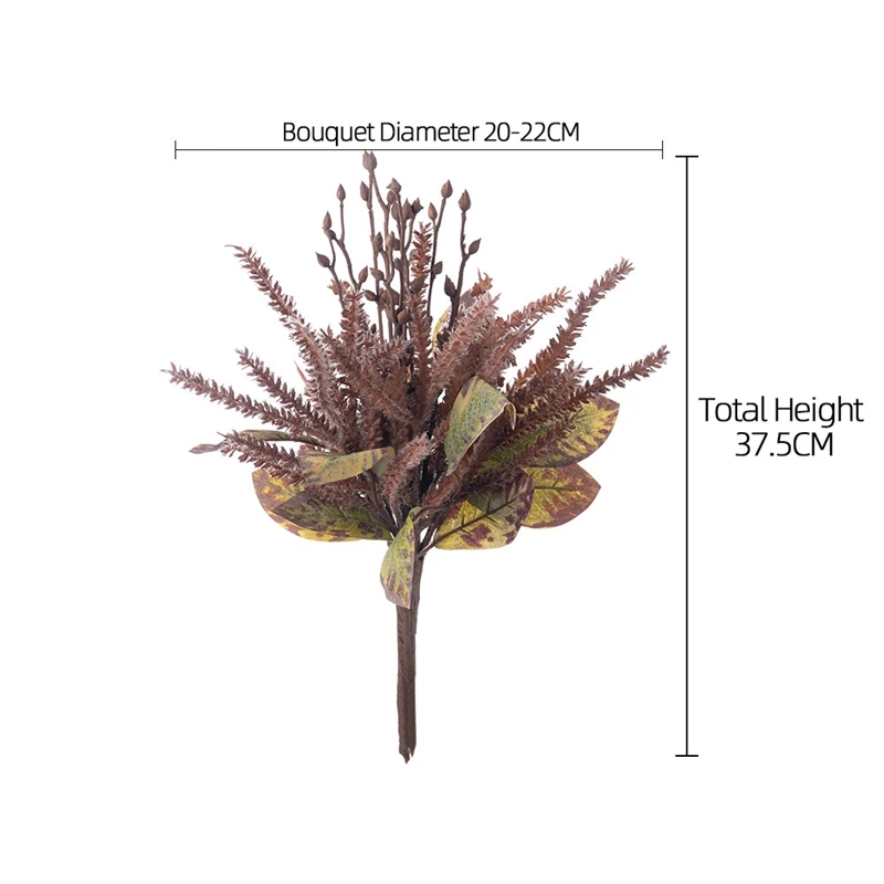 CL62001 Flocked Sage Bouquet Leaves Wheat Floral Arrangement Faux Fall Flower Branches for Thanksgiving Table Centerpieces Decor