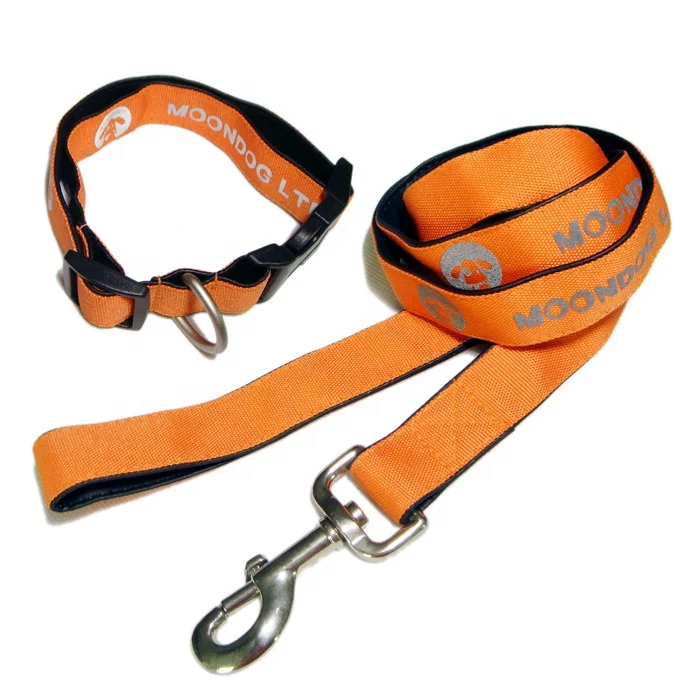 Polyester and leather material reflective logo dog leaches and collar